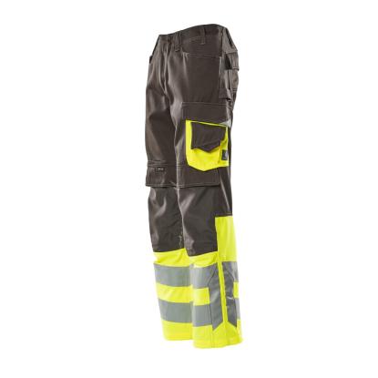 MASCOT SAFE SUPREME Leeds arbejdsbukser med knælommer, mørk antracit/hi-vis gul