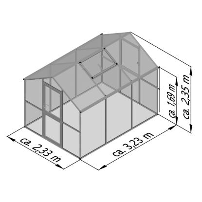 KGT Aptasia III drivhus, antracitgrå, 7,53 m²