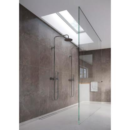 Fibo Stone vådrumspanel med 60 x 60 cm fliselook, 10 x 600 x 2400 mm, brown marble silk