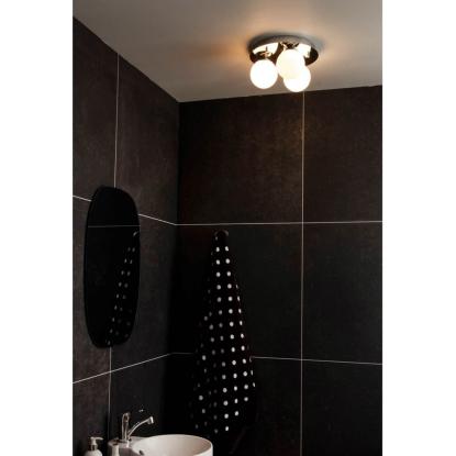 Aneta Nicosia loftlampe, IP44, Ø25 cm, krom/opal