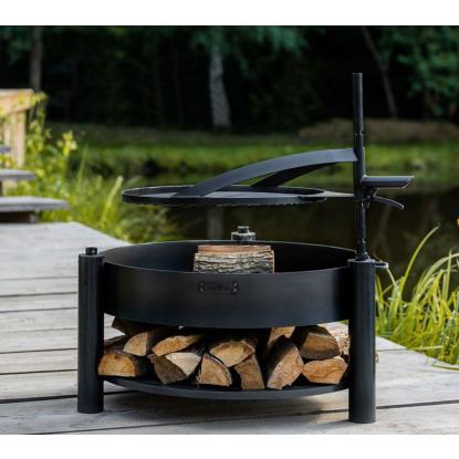 Cook King Montana X bålsted med 60 cm grillrist, stål, sort, Ø80 cm