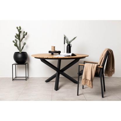 Venture Design Mexico rundt havebord, teaktræ, sort/natur, Ø140 cm
