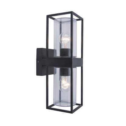LUTEC FLAIR udendørs væglampe, H39,3 cm, 2 x E27, IP44, sort