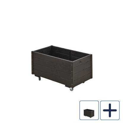 PLUS plantekasse med hjul, sort/nåletræ - 88 x 48 cm