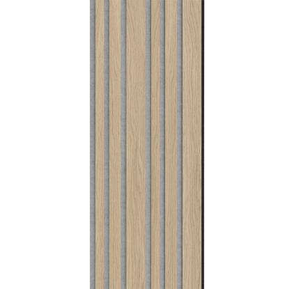 I-Wood Basic Mixed akustikpanel, hvid olieret, grå filt og sort kerne, egefiner, 17 x 300 mm 