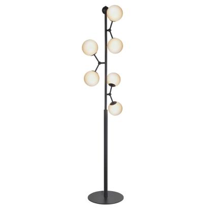 Halo Design Atom gulvlampe, 155 cm, Ø37 cm, 6 x G9, sort/opal