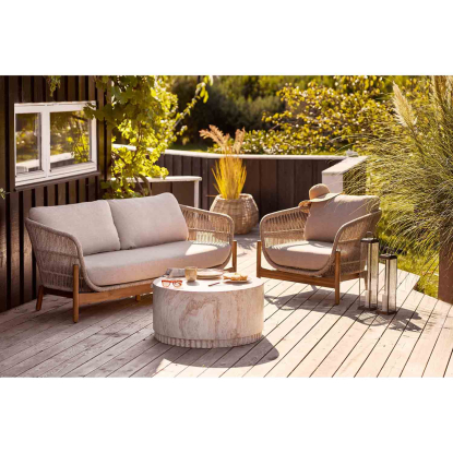 Terracina loungestol med hynde, akacie, beige