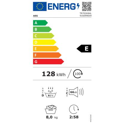 AEG TR702K84L kondenstørretumbler med varmepumpe - 8 kg