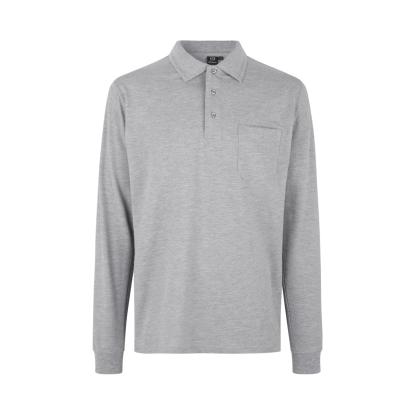 ID PRO Wear 0326 poloshirt med lange ærmer, grå melange