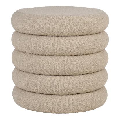 Puf med opbevaring, bouclé, beige, Ø44x44 cm