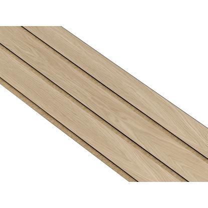I-Wood Basic 3-lamel akustikpanel, hvid olieret, brun filt og sort kerne, egefiner, 17 x 300 mm 