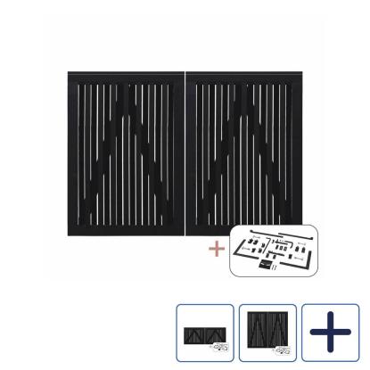 PLUS Nagano dobbeltlåge inkl. sorte beslag, sort, 200 cm