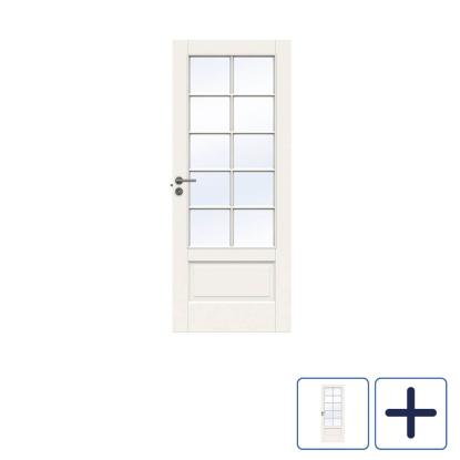 Swedoor Advance-line Craft SP10 massiv fyldningsdør med glas, 40 mm, hvid - 204 cm høj