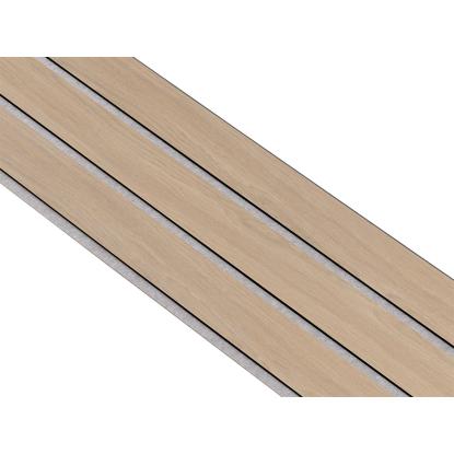 I-Wood Basic 3-lamel akustikpanel, ubehandlet natur, grå filt og sort kerne, egefiner, 17 x 300 mm 