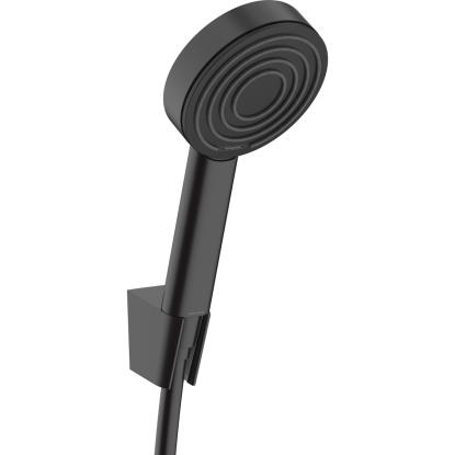 hansgrohe Pulsify S bruseholdersæt med slange, Ø105 mm, 1-jet, 125 cm, mat sort