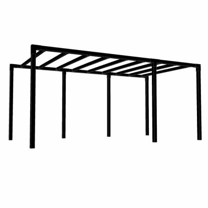 PLUS Arcade pergola model 5, trykimprægneret, sort, 486 x 256 x 217 cm