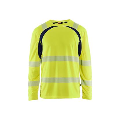 Blåkläder 3599 high vis t-shirt lang ærme, hi-vis gul/marineblå