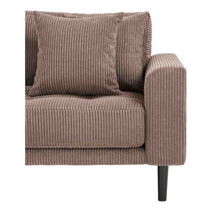 Lido 3 personers sofa med to puder, fløjl, brun
