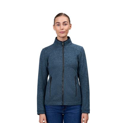 ID 0848 Zip-n-Mix strikfleece cardigan, melange, dame, navy melange