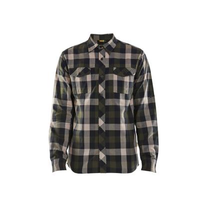 Blåkläder 3299 flannelskjorte, olivengrøn/sort