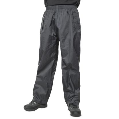 Trespass QIKPAC packaway regnbukser med pose, unisex, sort