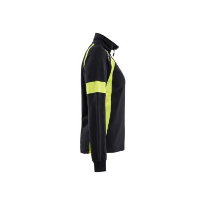 Blåkläder 3566 dame sweatshirt half zip, sort/hi-vis gul