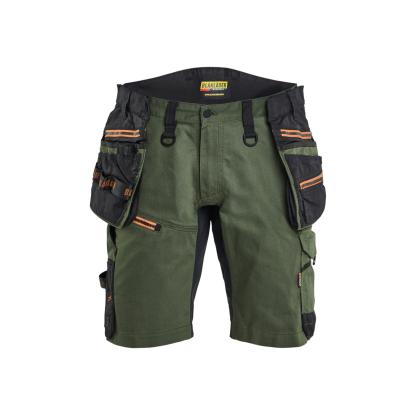 Blåkläder 1972 striker håndværkershorts med stretch, skovgrøn/rust