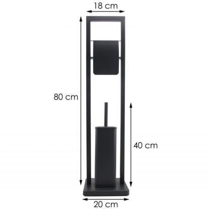 Toiletrulleholder med toiletbørste, fritstående, sort, 20 x 80 cm