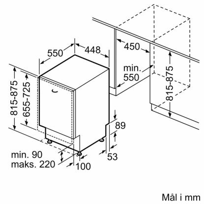 Bosch SPV6ZMX17E smal opvaskemaskine til integrering