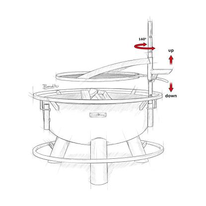 Cook King Bandito 80 multifunktionelt bålsted med 60 cm grillrist, stål, sort, Ø94 cm