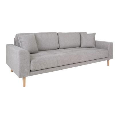 3 personers sofa, lysegrå med to puder og natur træben