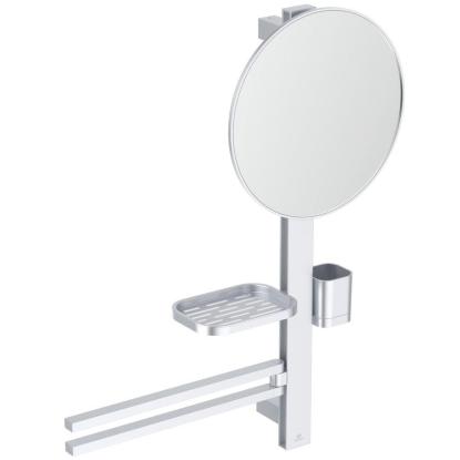 Ideal Standard Alu+ spejl med hylde, sølv, Ø32,8 cm