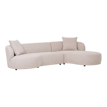 Kingston højrevendt loungesofa med to puder, beige