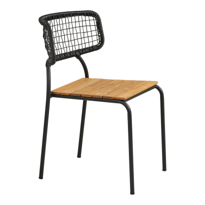 Nashville havestol, teak/polyrattan, sort