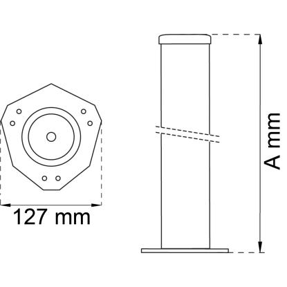 Habo 501 bordben, rund, sort, 60 x 710 mm