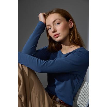 ID 0509 Interlock T-shirt med lange ærmer, dame, indigo
