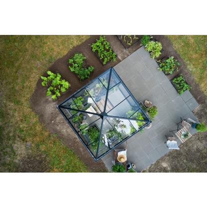 Halls Qube Square pavillondrivhus 6,3 m², sort, 3 mm hærdet glas