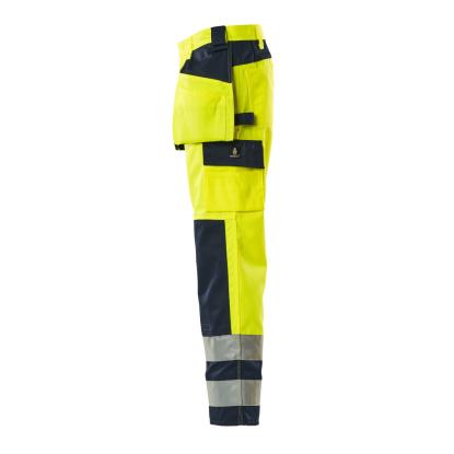 MASCOT SAFE COMPETE Almas arbejdsbukser med hængelommer, hi-vis gul/marine