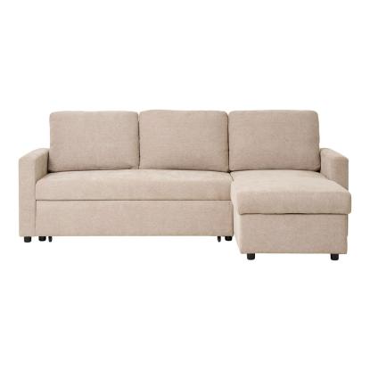 Belfast chaiselong sovesofa med opbevaring, mørk sand, natur ben