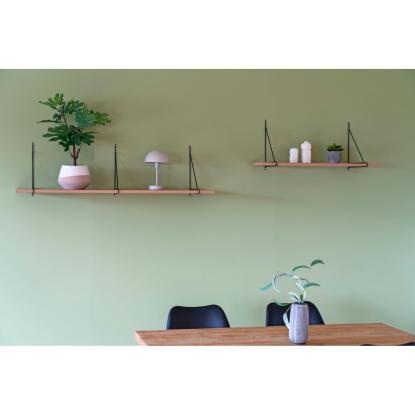 Chiba væghylde, askefiner, sort metal stel, 120 x 29 cm