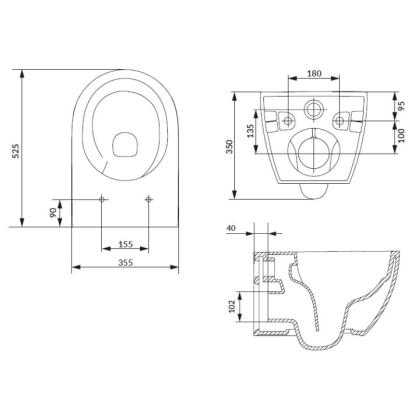 Danbad Zen Pro Vortex væghængt toilet inklusiv toiletsæde