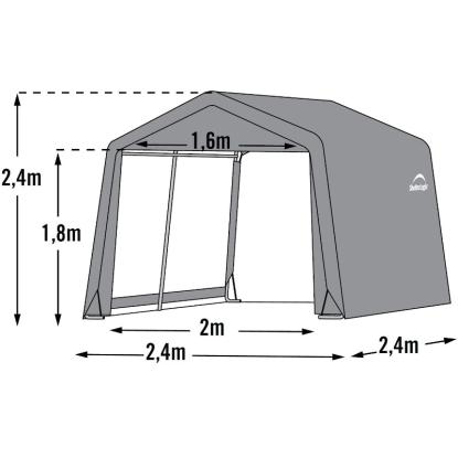 ShelterLogic Shed-in-a-Box teltgarage, polyethylen/stål, grå - 5,76 m²