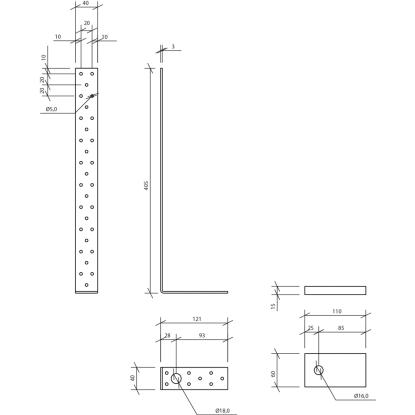 SIMA trækanker, pregalvaniseret, 400 x 3,0 x 40 mm - M16