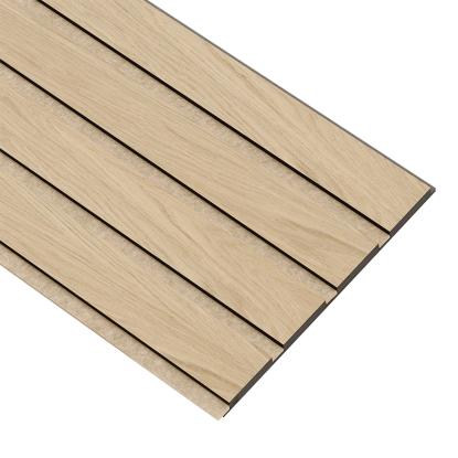 I-Wood Medio+ 4-lamel akustikpanel, hvid olieret, beige filt og sort kerne, egefiner, 17 x 300 mm