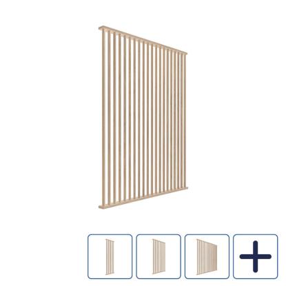 I-Wood DivideWall skråtstillet rumdeler med top- & bundprofil og lameller, hvid olieret, MDF med egefinér