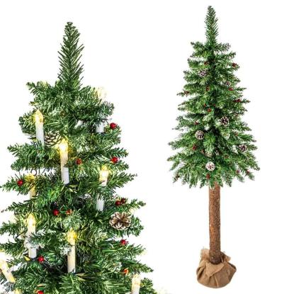 Kunstigt juletræ med træstamme og sne, 220 cm