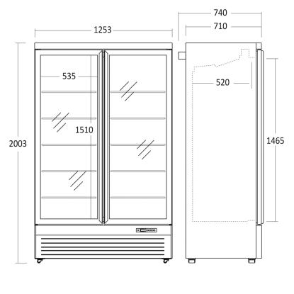 Scandomestic DC1080BB displaykøleskab, 809 liter