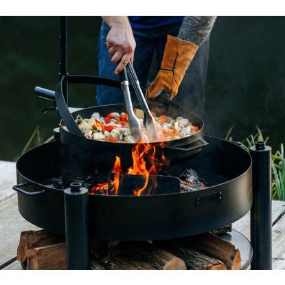 Cook King stegepande med håndtag til Bandito og Montana X bålsted, naturstål, sort, Ø50 cm