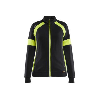 Blåkläder 3568 dame sweatshirt full zip, sort/hi-vis gul