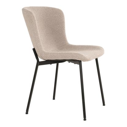 Spisebordsstol i bouclé, beige med sorte ben